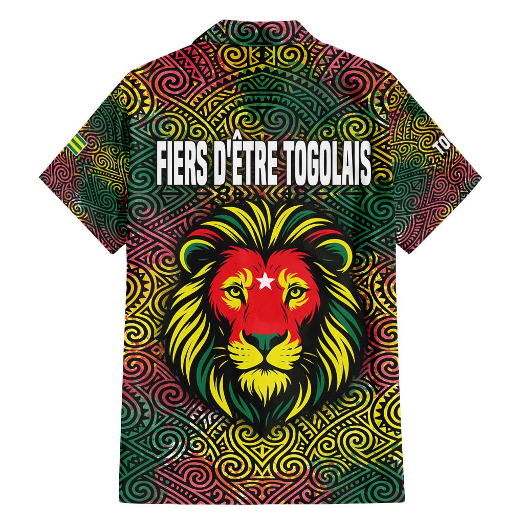 Togo Hawaiian Shirt with Red Lion Head Design and Traditional African Pattern