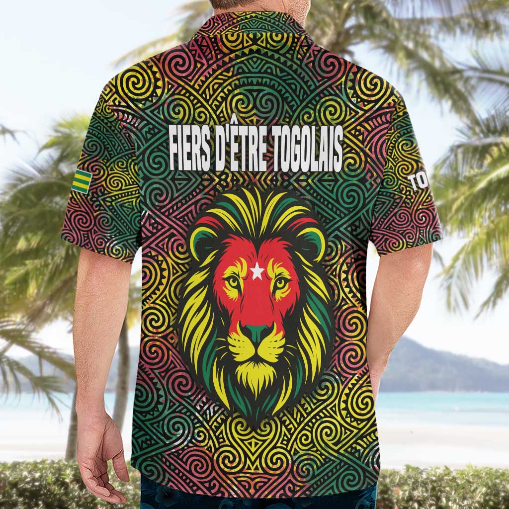 Togo Hawaiian Shirt with Red Lion Head Design and Traditional African Pattern