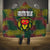 Togo Hooded Blanket with Red Lion Head Design and Traditional African Pattern