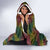 Togo Hooded Blanket with Red Lion Head Design and Traditional African Pattern