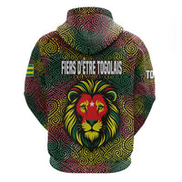 Togo Hoodie with Red Lion Head Design and Traditional African Pattern