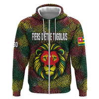 Togo Hoodie with Red Lion Head Design and Traditional African Pattern