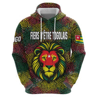 Togo Hoodie with Red Lion Head Design and Traditional African Pattern