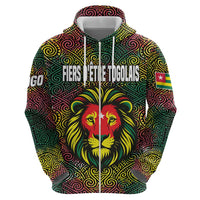 Togo Hoodie with Red Lion Head Design and Traditional African Pattern