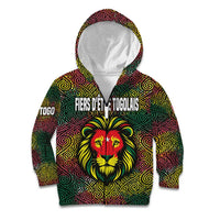 Togo Kid Hoodie with Red Lion Head Design and Traditional African Pattern