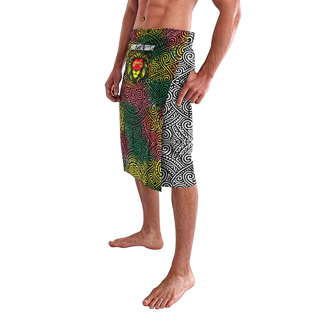 Togo Lavalava with Red Lion Head Design and Traditional African Pattern