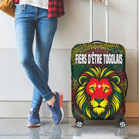 Togo Luggage Cover with Red Lion Head Design and Traditional African Pattern