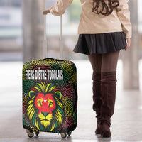 Togo Luggage Cover with Red Lion Head Design and Traditional African Pattern