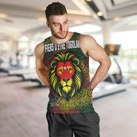 Togo Men Tank Top with Red Lion Head Design and Traditional African Pattern