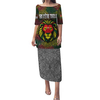 Togo Puletasi with Red Lion Head Design and Traditional African Pattern