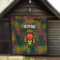 Togo Quilt with Red Lion Head Design and Traditional African Pattern