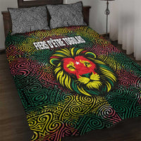 Togo Quilt Bed Set with Red Lion Head Design and Traditional African Pattern