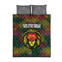 Togo Quilt Bed Set with Red Lion Head Design and Traditional African Pattern