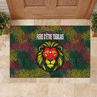 Togo Rubber Doormat with Red Lion Head Design and Traditional African Pattern
