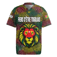 Togo Rugby Jersey with Red Lion Head Design and Traditional African Pattern