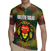 Togo Rugby Jersey with Red Lion Head Design and Traditional African Pattern