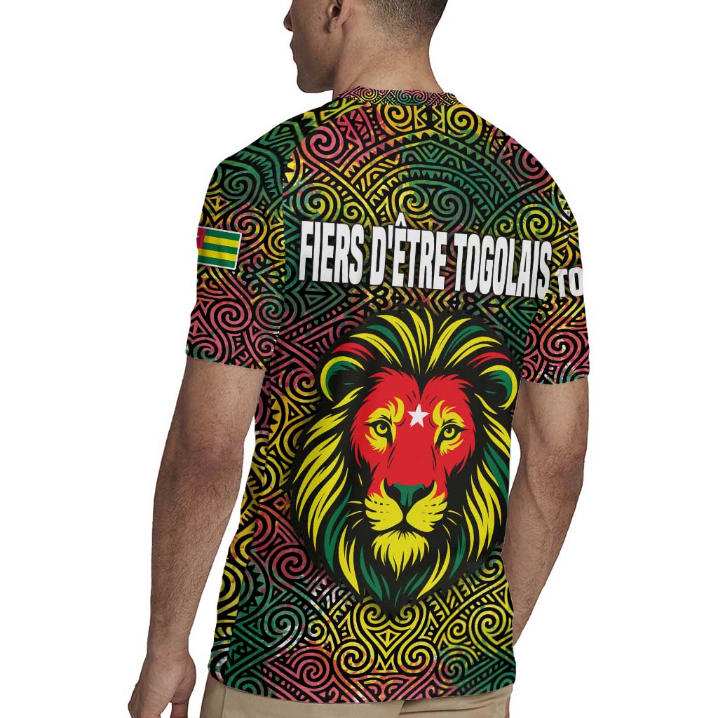 Togo Rugby Jersey with Red Lion Head Design and Traditional African Pattern
