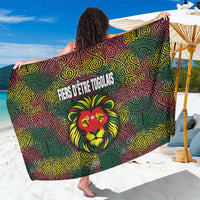 Togo Sarong with Red Lion Head Design and Traditional African Pattern