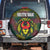 Togo Spare Tire Cover with Red Lion Head Design and Traditional African Pattern