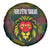 Togo Spare Tire Cover with Red Lion Head Design and Traditional African Pattern