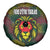 Togo Spare Tire Cover with Red Lion Head Design and Traditional African Pattern