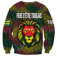 Togo Sweatshirt with Red Lion Head Design and Traditional African Pattern