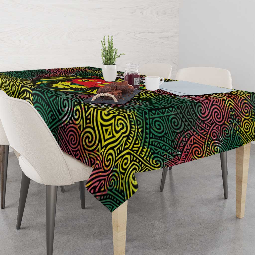 Togo Tablecloth with Red Lion Head Design and Traditional African Pattern