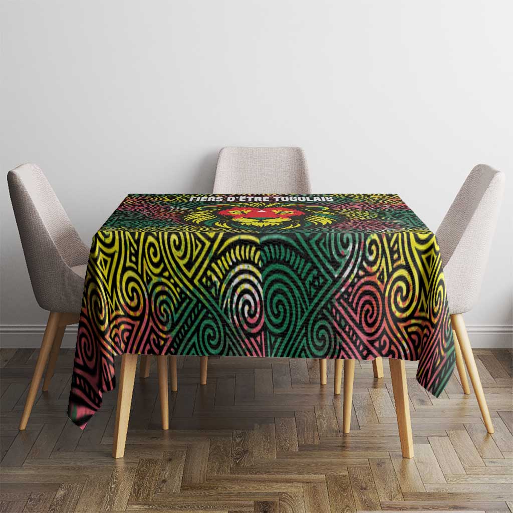 Togo Tablecloth with Red Lion Head Design and Traditional African Pattern