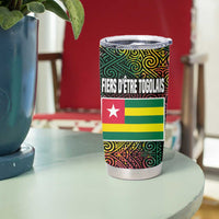 Togo Tumbler Cup with Red Lion Head Design and Traditional African Pattern
