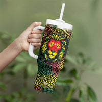 Togo Tumbler With Handle with Red Lion Head Design and Traditional African Pattern