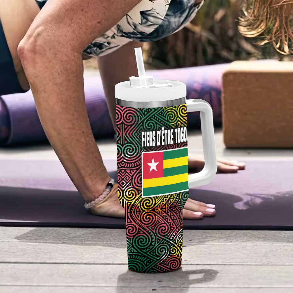 Togo Tumbler With Handle with Red Lion Head Design and Traditional African Pattern