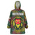 Togo Wearable Blanket Hoodie with Red Lion Head Design and Traditional African Pattern
