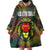 Togo Wearable Blanket Hoodie with Red Lion Head Design and Traditional African Pattern