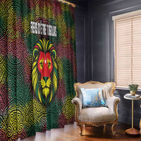Togo Window Curtain with Red Lion Head Design and Traditional African Pattern