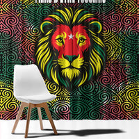 Togo Window Curtain with Red Lion Head Design and Traditional African Pattern