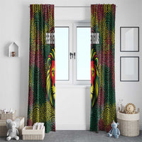 Togo Window Curtain with Red Lion Head Design and Traditional African Pattern