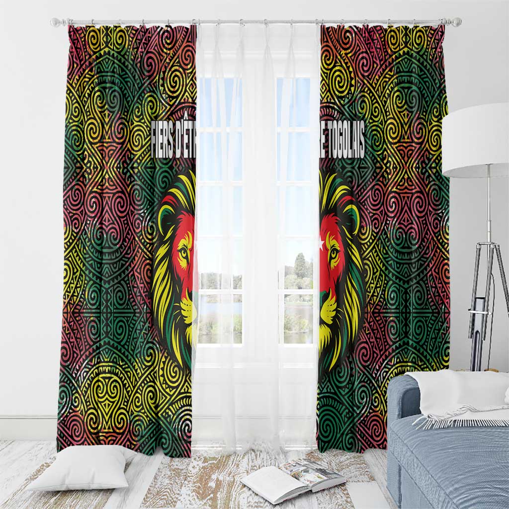 Togo Window Curtain with Red Lion Head Design and Traditional African Pattern