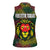 Togo Women Sleeveless Polo Shirt with Red Lion Head Design and Traditional African Pattern
