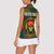 Togo Women Sleeveless Polo Shirt with Red Lion Head Design and Traditional African Pattern