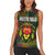 Togo Women Sleeveless Polo Shirt with Red Lion Head Design and Traditional African Pattern