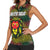 Togo Women Sleeveless Polo Shirt with Red Lion Head Design and Traditional African Pattern
