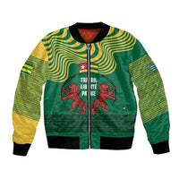 Togo Bomber Jacket with Red Twin Lions and Travail Liberté Patrie Slogan