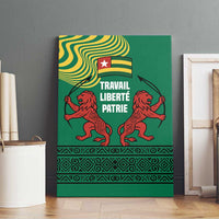 Togo Canvas Wall Art with Red Twin Lions and Travail Liberté Patrie Slogan