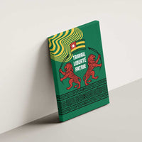 Togo Canvas Wall Art with Red Twin Lions and Travail Liberté Patrie Slogan