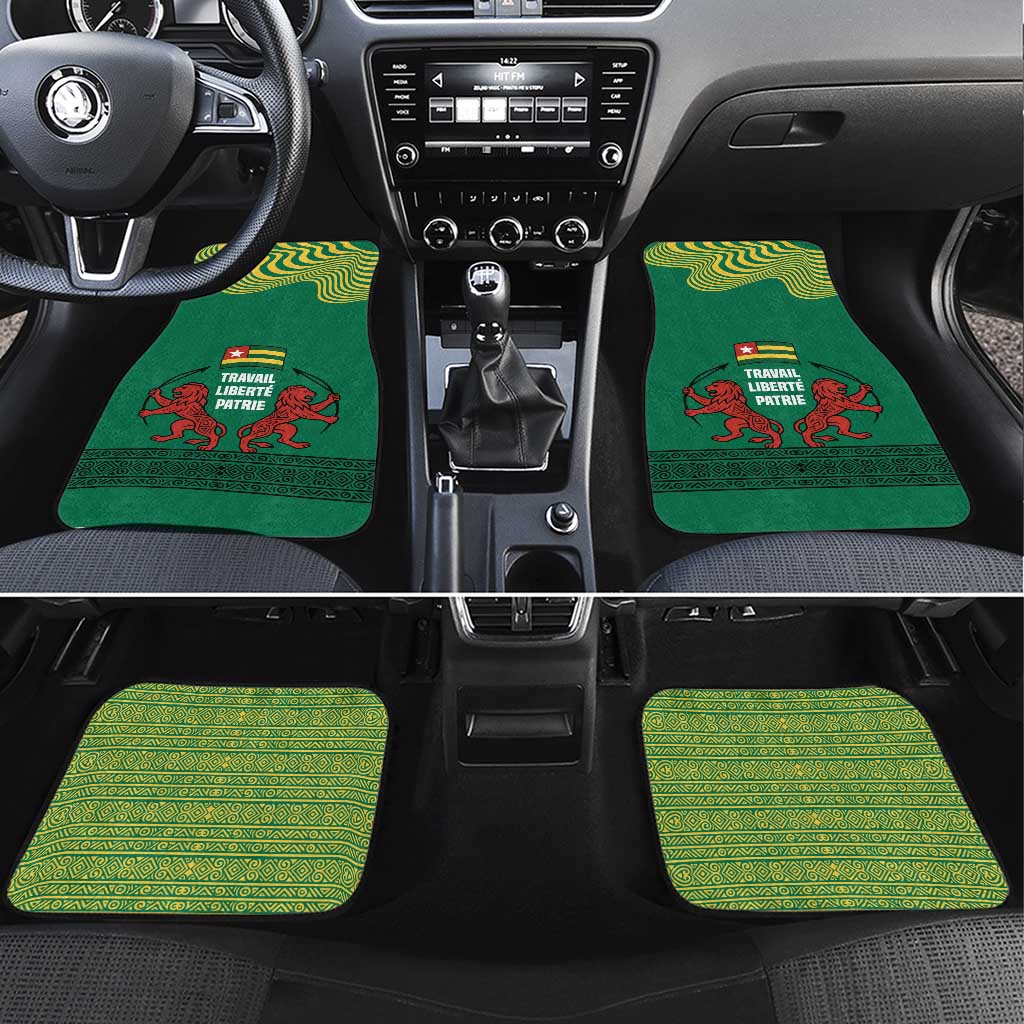 Togo Car Mats with Red Twin Lions and Travail Liberté Patrie Slogan