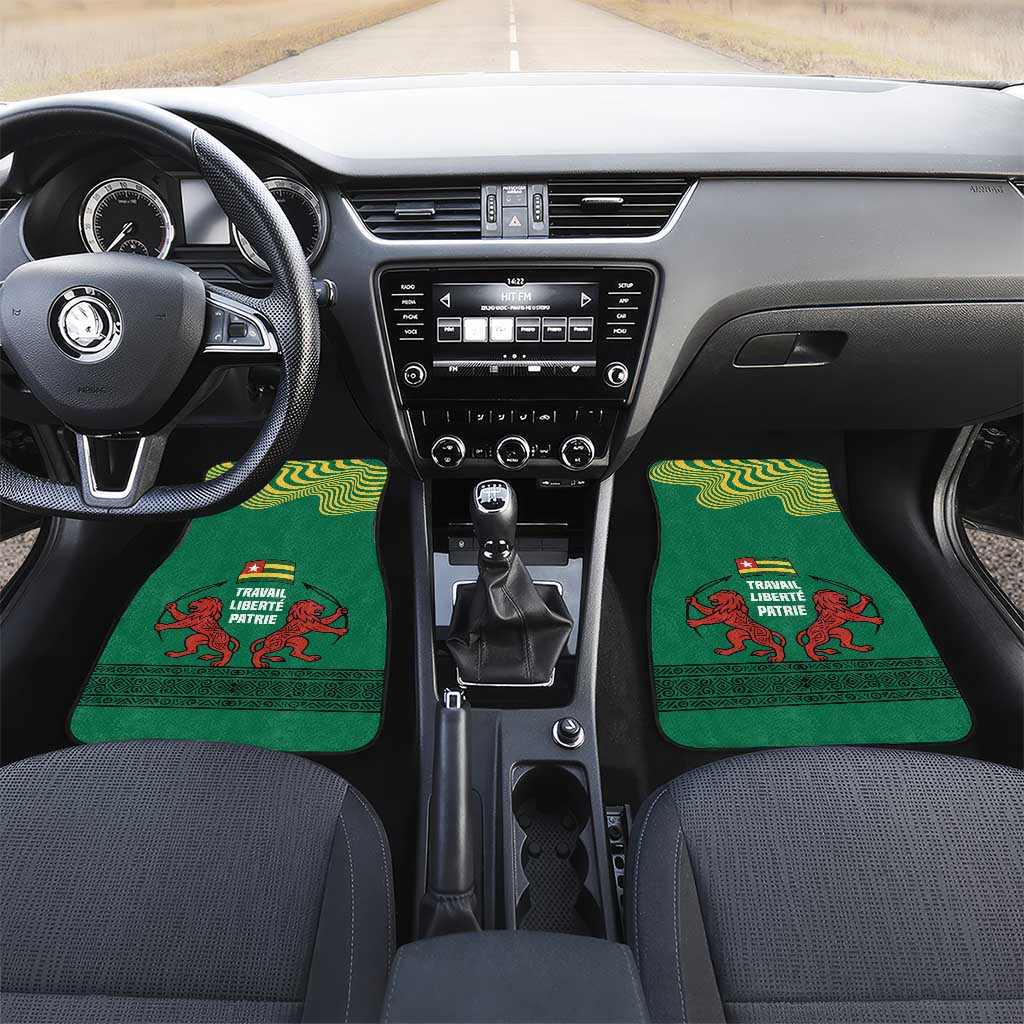 Togo Car Mats with Red Twin Lions and Travail Liberté Patrie Slogan