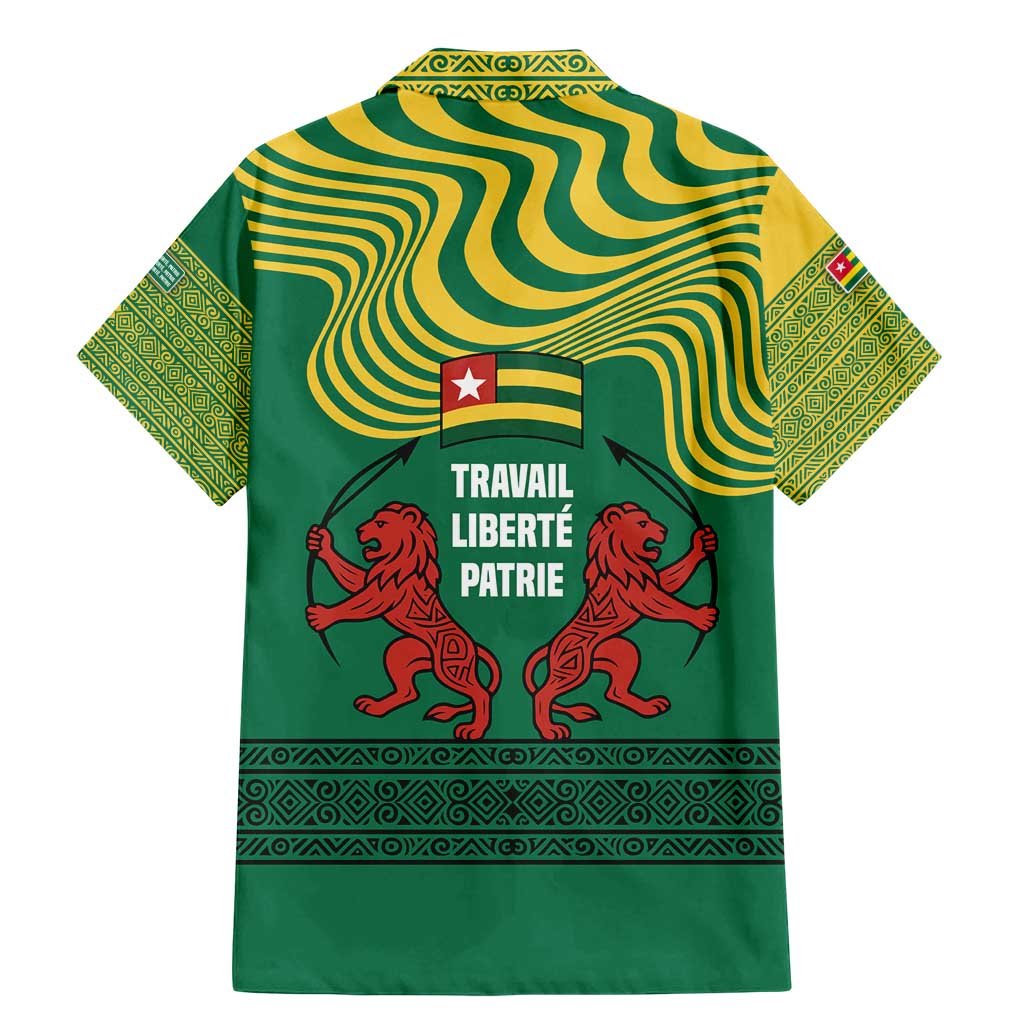 Togo Family Matching Mermaid Dress and Hawaiian Shirt with Red Twin Lions and Travail Liberté Patrie Slogan