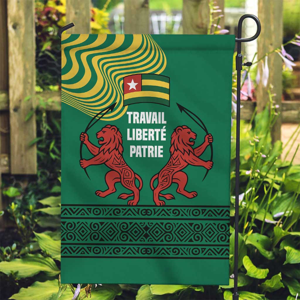 Togo Garden Flag with Red Twin Lions and Travail Liberté Patrie Slogan