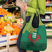 Togo Grocery Bag with Red Twin Lions and Travail Liberté Patrie Slogan