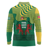 Togo Long Sleeve Polo Shirt with Red Twin Lions and Travail Liberté Patrie Slogan